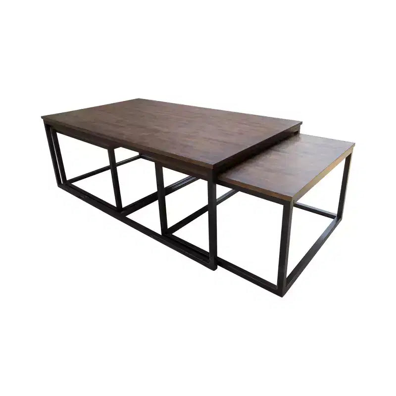54" Acacia Wood Coffee Table with 2 Nesting Tables - Antiqued Mocha