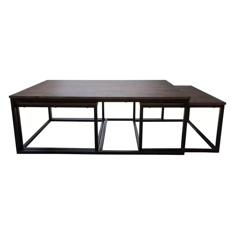 54" Acacia Wood Coffee Table with 2 Nesting Tables - Antiqued Mocha