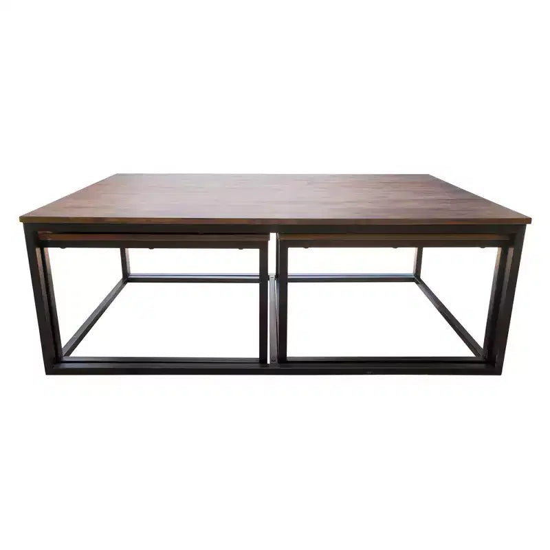 54" Acacia Wood Coffee Table with 2 Nesting Tables - Antiqued Mocha