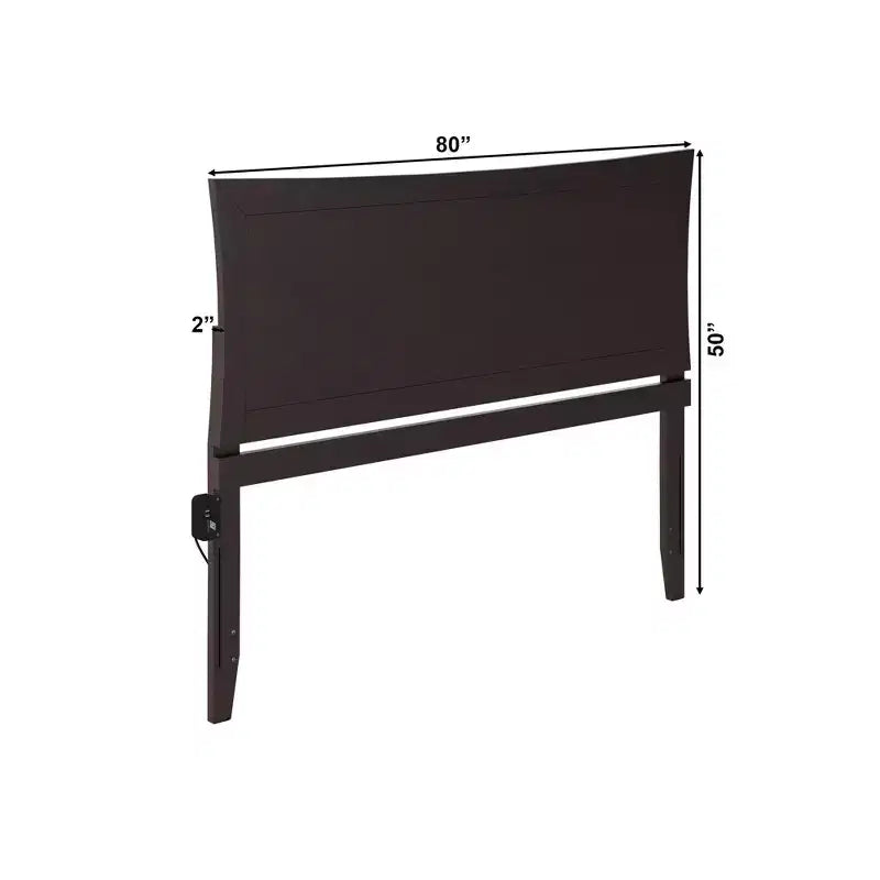 Testiera King Metro Espresso - AFI: Legno duro, caricatore USB, finitura satinata, 80"x50"