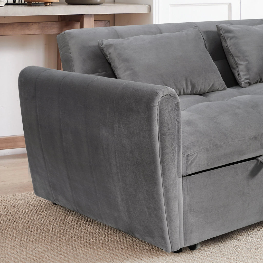 64,96 Velvet Divano Letto Convertibile 3-in-1 con Schienale Regolabile, Tasca Portaoggetti e Capacità di Carico di 227 kg