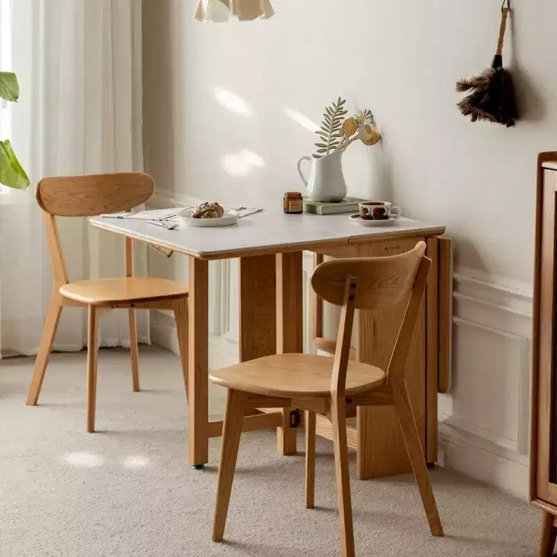 GDFStudio Agatha Tavolo Pieghevole Moderno in Legno Massello per 4-6 Persone con Piano in Lastra di Roccia