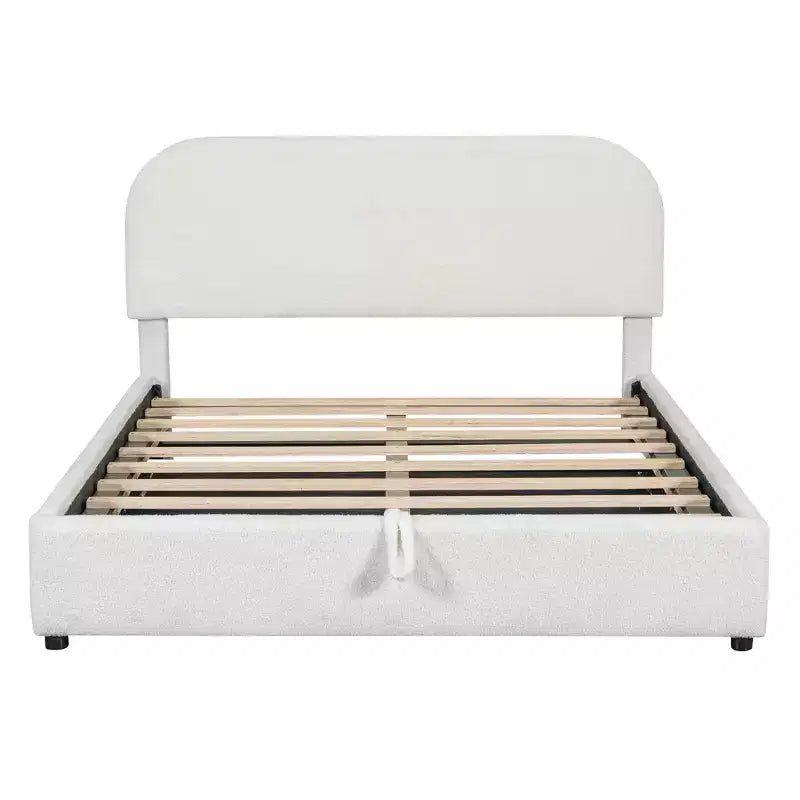 Letto imbottito queen size con contenitore sollevabile - Bianco