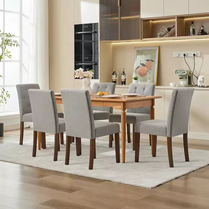Lot de 6 / 4 chaises de salle à manger Parsons capitonnées - Chaises de cuisine en tissu rembourrées avec pieds en bois et sièges rembourrés - Meubles de salon et de cuisine