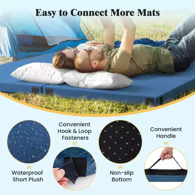 Materasso da campeggio in memory foam Costway con fondo antiscivolo e borsa da viaggio per dormire all'aperto grigio/blu