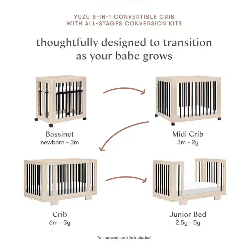 Culla convertibile Babyletto Yuzu 8-in-1 con kit di conversione per tutte le fasi