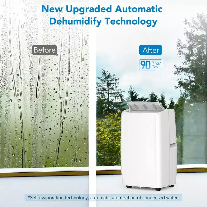 Condizionatore portatile da 10000 BTU, climatizzatore domestico con telecomando per ambienti fino a 42 mq, funzioni 3-in-1/timer 24 ore/ruote piroettanti