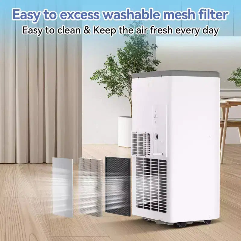 Condizionatori portatili, Flarhetoric 10000 BTU Raffreddamento/Ventilatore/Deumidificatore 3 IN 1 Unità AC portatile per stanze di 52 M², Unità per ambienti a bassa rumorosità