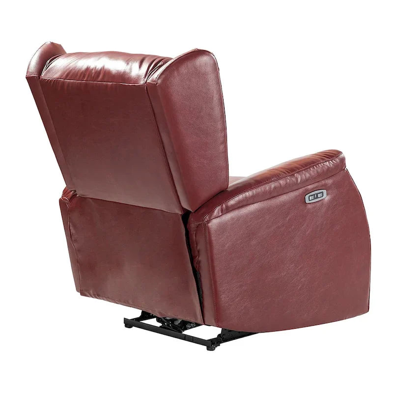 Poltrona reclinabile elettrica in vera pelle con porta USB - Set di 2 con schienale a orecchioni e borchie