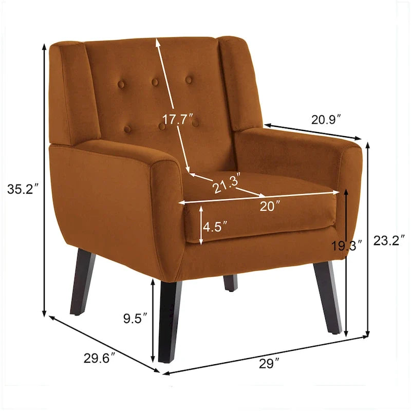 Set di 2 Poltrone Accent in Velluto per Soggiorno, Poltrona Imbottita