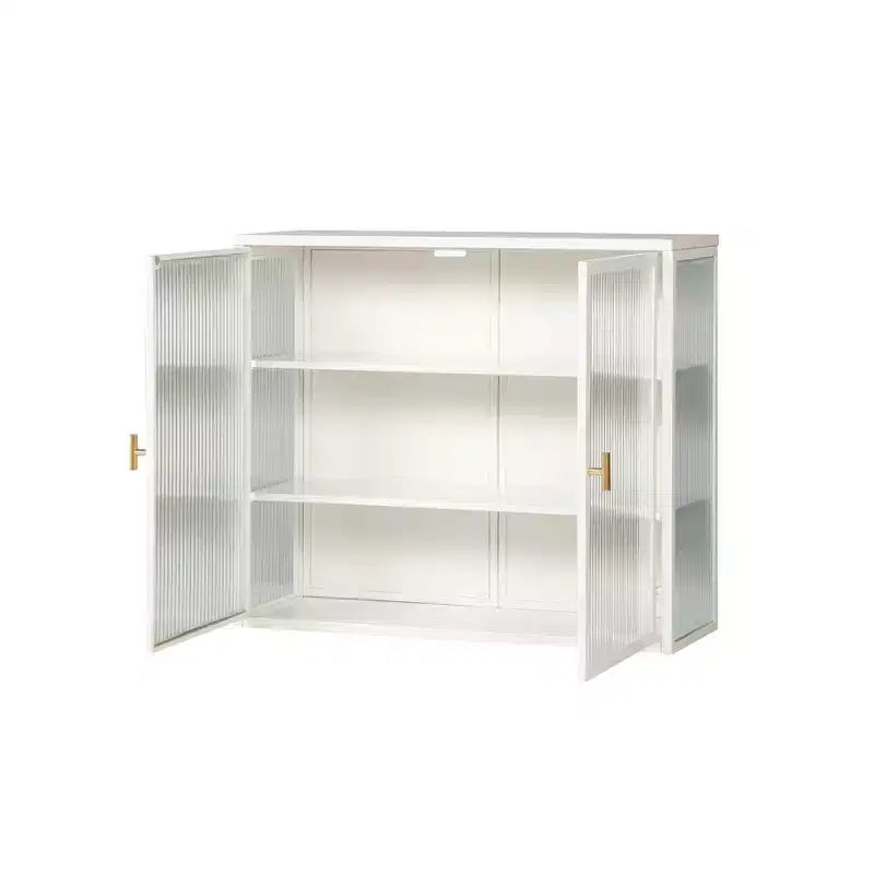 Pensile Okak Modern a 2 ante con 3 ripiani e ante in vetro per ingresso/sala da pranzo/soggiorno/cucina
