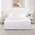 Letto Queen Size Moderno Rivestito in Bouclé con Cassetti Contenitore