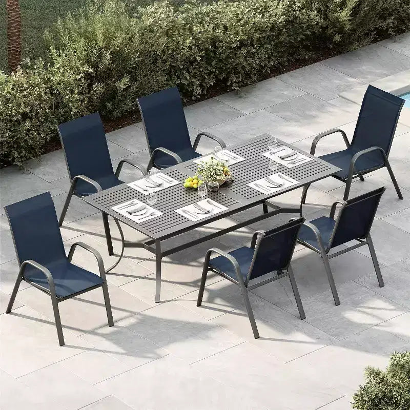 Sedie da patio, Set di 4/6 sedie da pranzo impilabili per esterni in textilene leggero per tutte le stagioni con braccioli per giardino, bordo piscina