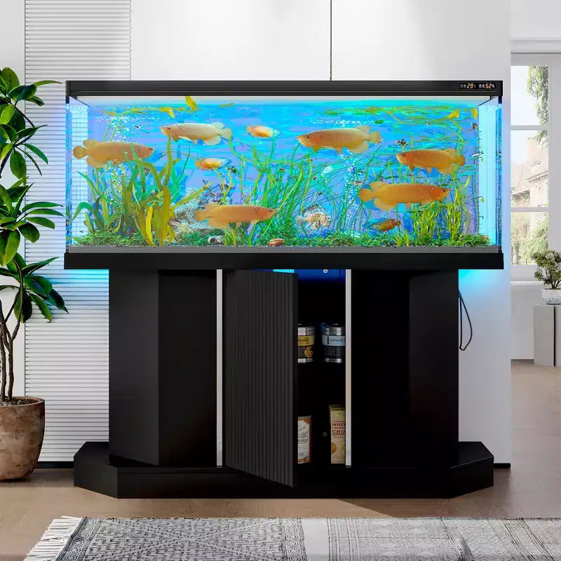 Mobile per acquario moderno in legno Logan di GDFStudio con presa di corrente e armadietto