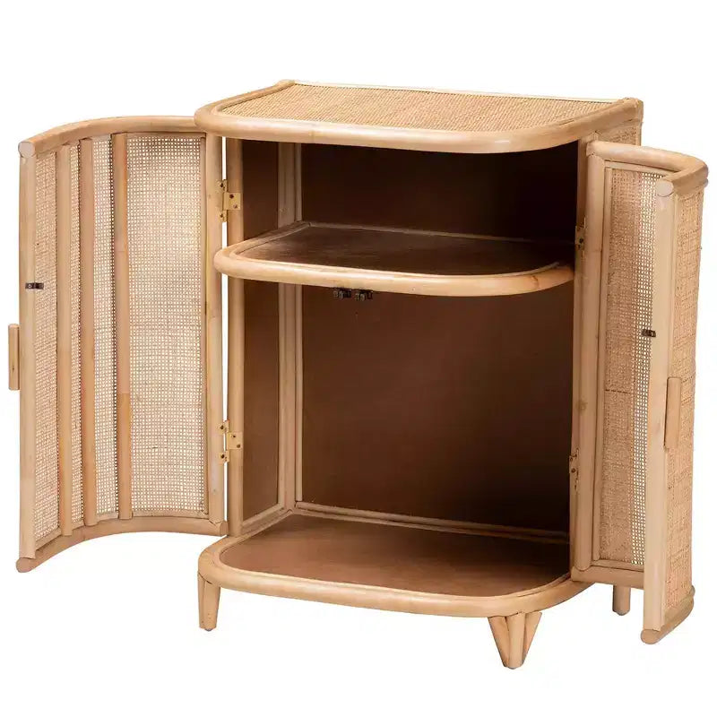 bali & pari Yanka Mobile Contenitore in Rattan Naturale: Artigianale, 2 Ripiani, Design Bohemien