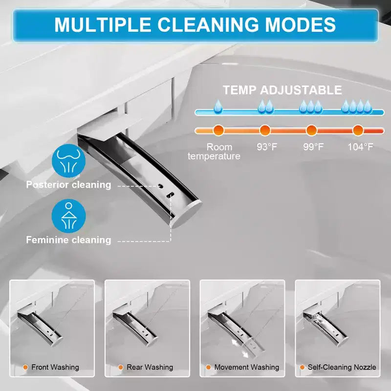 Vaso Bidet Intelligente con Coperchio e Sedile ad Apertura/Chiusura Automatica, Scarico con Sensore a Piede, Senza Serbatoio Monoblocco Allungato, Sedile Riscaldato