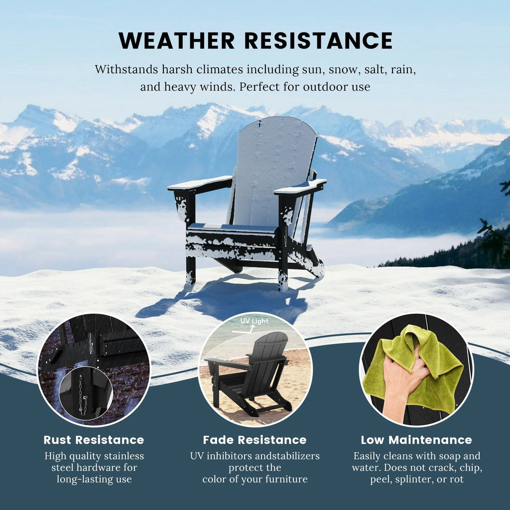 Polytrends Laguna Sedia Adirondack Pieghevole da Esterno per Patio Resistente allo Sbiadimento e alle Intemperie