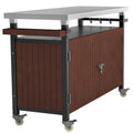 Carrello per Barbecue da Esterno con Piano in Acciaio Inox (sgabello non incluso)