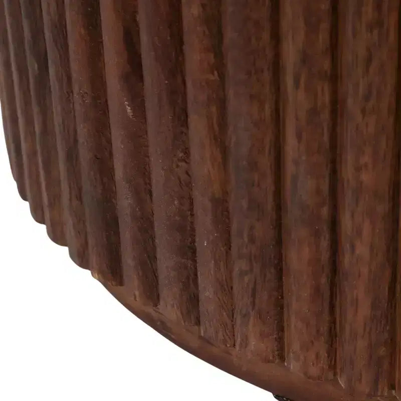 Tavolino Laterale Decorativo in Legno Scanalato con Piano in Marmo e Spazio Contenitivo - Piccolo Tavolino d'Appoggio per Arredo Camera da Letto o Soggiorno