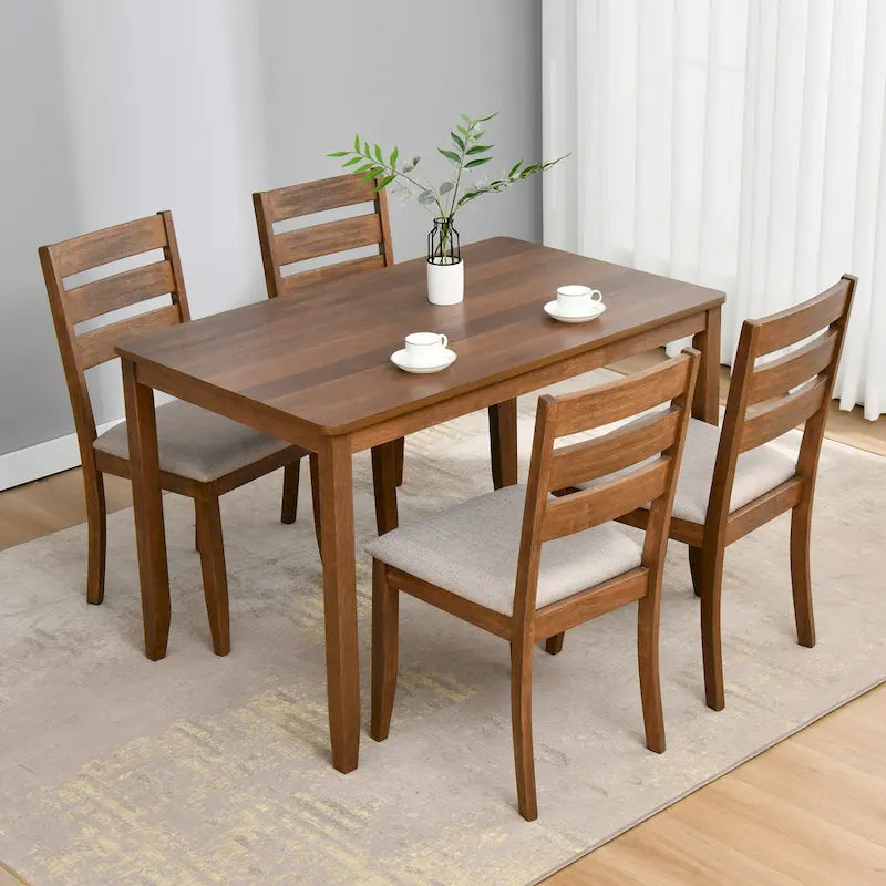 Sedie da pranzo in legno con schienale a doghe, set da 4