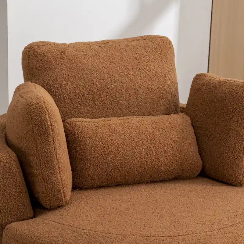 Poltrona girevole imbottita 42.3W con 4 cuscini e pouf contenitore a mezzaluna