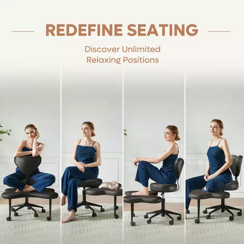 Pinmoco Sedia da ufficio ergonomica Criss Cross, sedia da meditazione regolabile in altezza, girevole a 360°, supporto lombare, sedia da lavoro e da ufficio, sedia ADHD