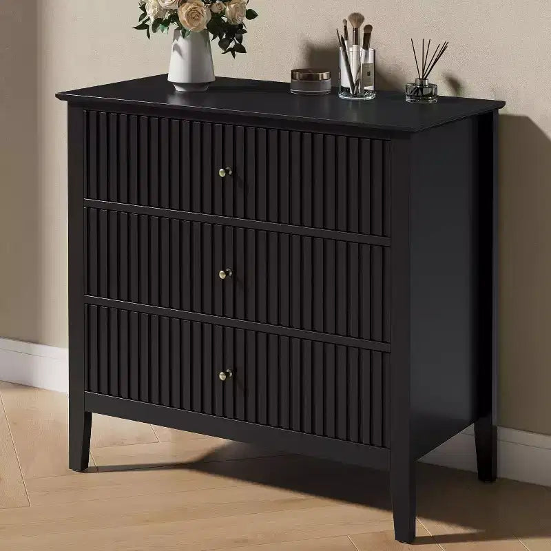 Cassettiera Heynemo a 3 Cassetti, Comodino in Legno Verniciato Alto 76 cm con Contenitore, Ampio Cassettone Moderno con Guide a Sfera