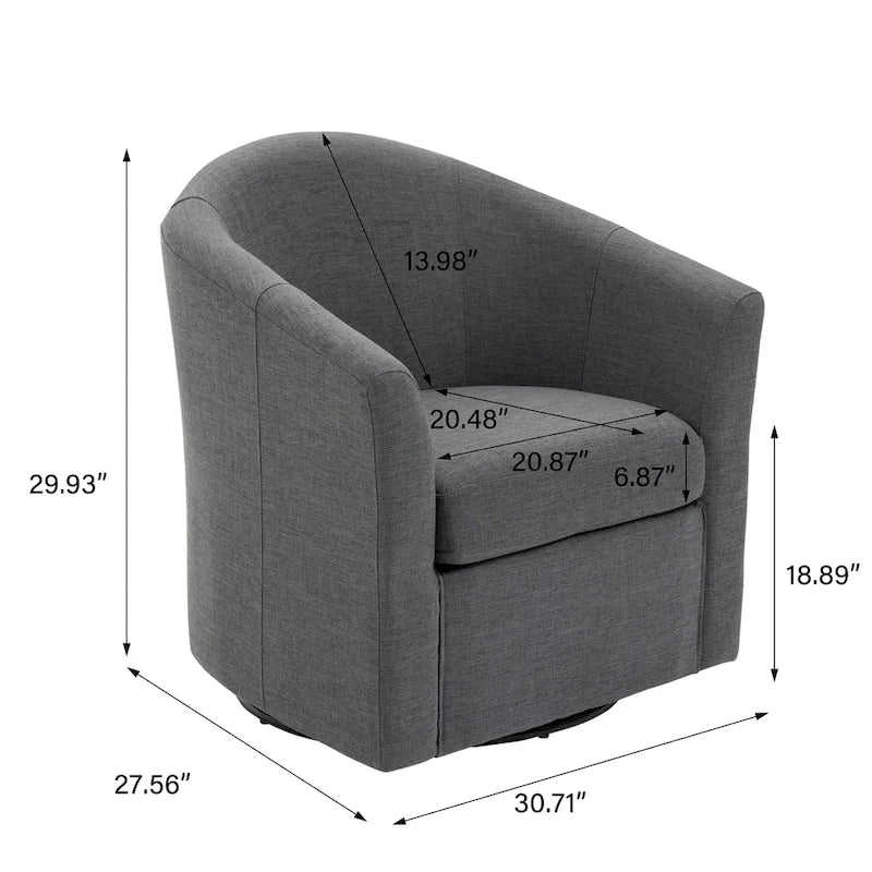 Set di 2 Poltrone Girevoli Moderne Imbottite a Barilotto, Poltrone Accent per Soggiorno