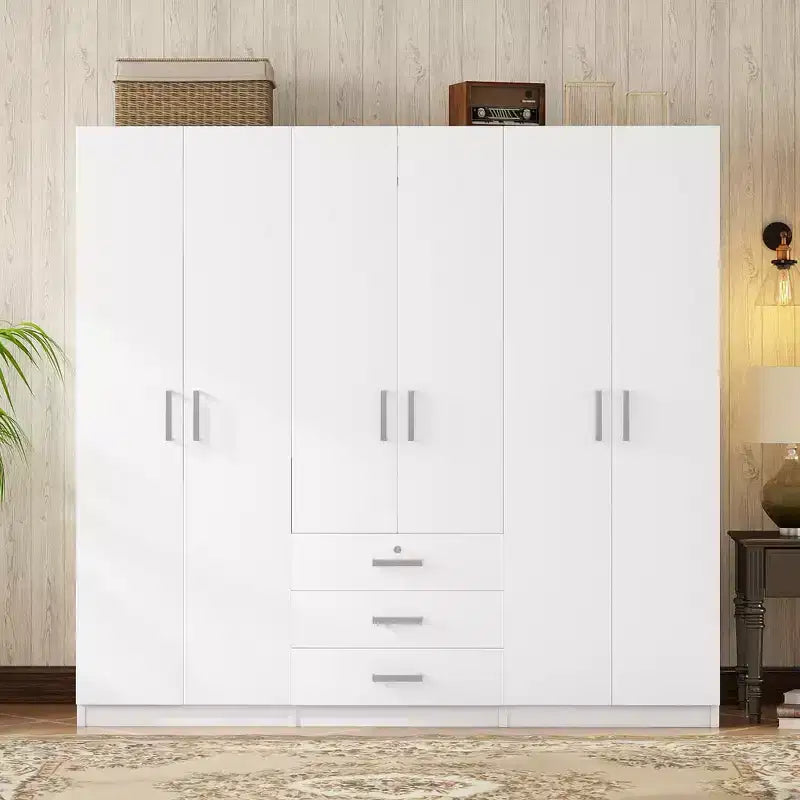 Armadio a 6 ante in legno con cassetti per camera da letto