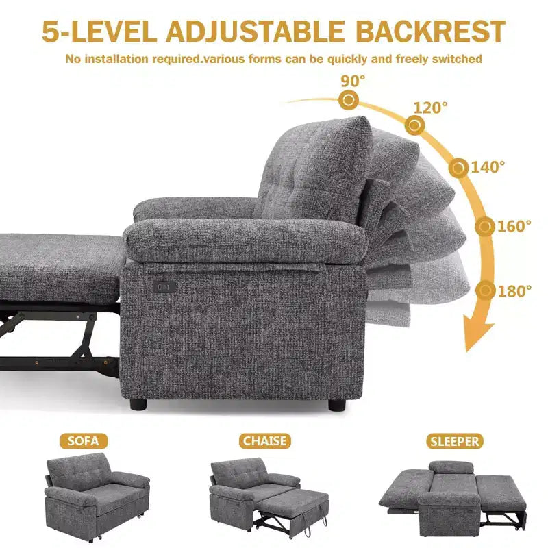 Dyonery Divano Letto Convertibile 3-in-1, Divano Letto Estraibile con Schienale Regolabile