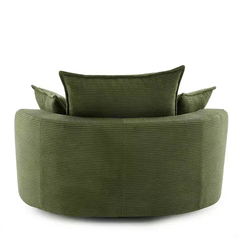 Poltrona girevole a 360°, Poltrona a barilotto girevole rotonda con cuscino per soggiorno