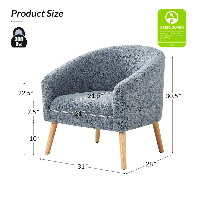 Poltrona Sheila Modern 30 W Boucle con gambe in legno massello, set da 2 di HULALA HOME