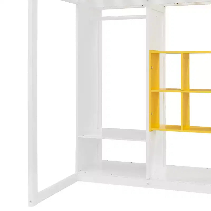 Letto a soppalco per bambini con armadio e mensole, Struttura in legno per letto a soppalco con mobiletto contenitore per bambini e ragazzi