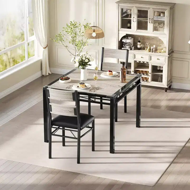 Set tavolo da pranzo per 4, con 4 sedie imbottite, set da 5 pezzi tavolo da cucina e sala da pranzo in legno con protezione angolare per cucina, appartamento, piccoli spazi
