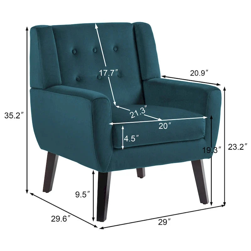 Set di 2 Poltrone Accent in Velluto per Soggiorno, Poltrona Imbottita