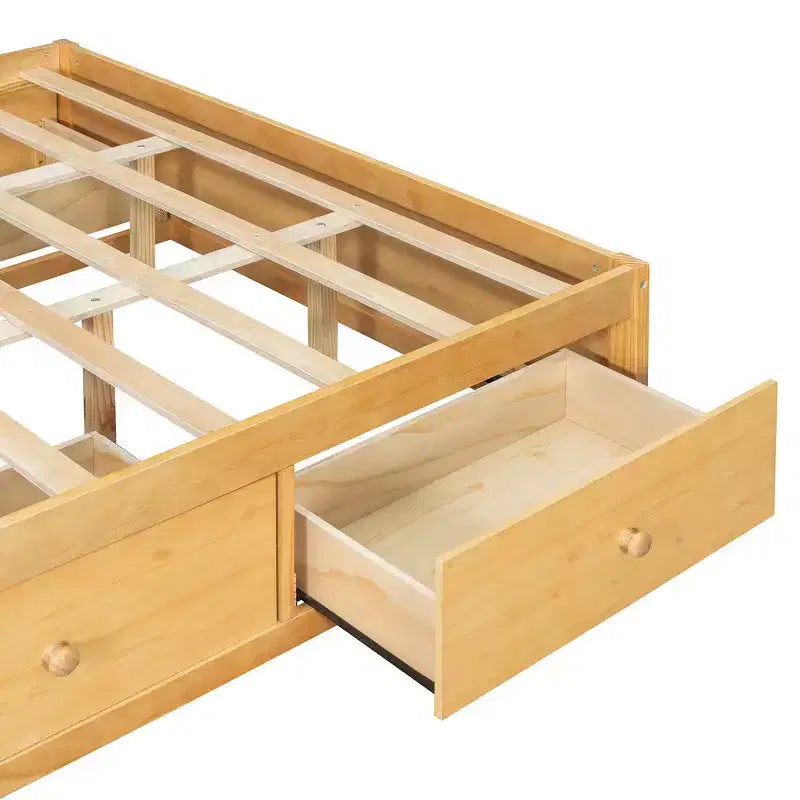 Struttura letto a piattaforma Whisen Queen con 4 cassetti e contenitore nella pediera