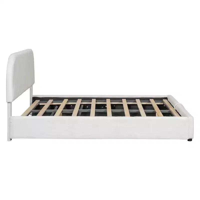 Letto imbottito queen size con contenitore sollevabile - Bianco