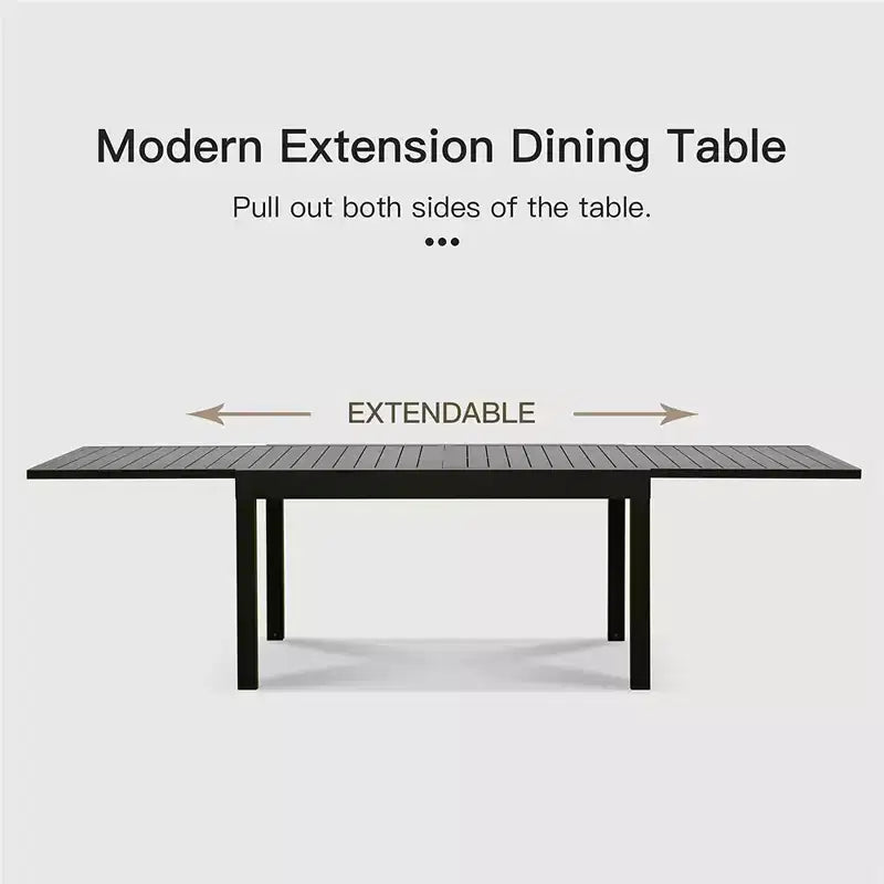 Tavolo da pranzo Okak in alluminio, estensibile per esterni, tavolo da cucina per sala da pranzo