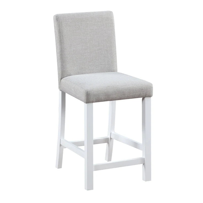 Set da pranzo moderno di 5 pezzi con tavolo quadrato ad altezza bancone e 4 sedie imbottite