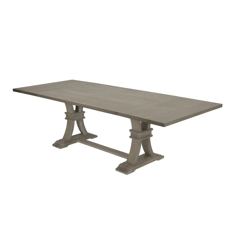 Set da pranzo allungabile Best Quality Furniture da 9 pezzi, in stile rustico grigio
