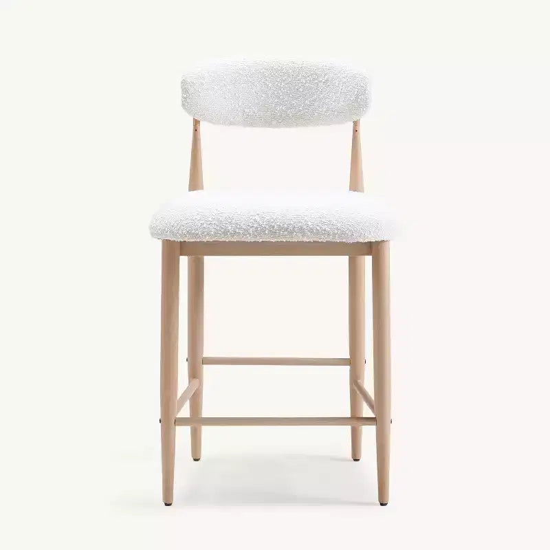 Sgabelli da Bar Senza Braccioli in Bouclé, Set da 4, con Gambe in Metallo Effetto Legno per Cucina, Soggiorno, Ristorante, Caffè - Morden Fort