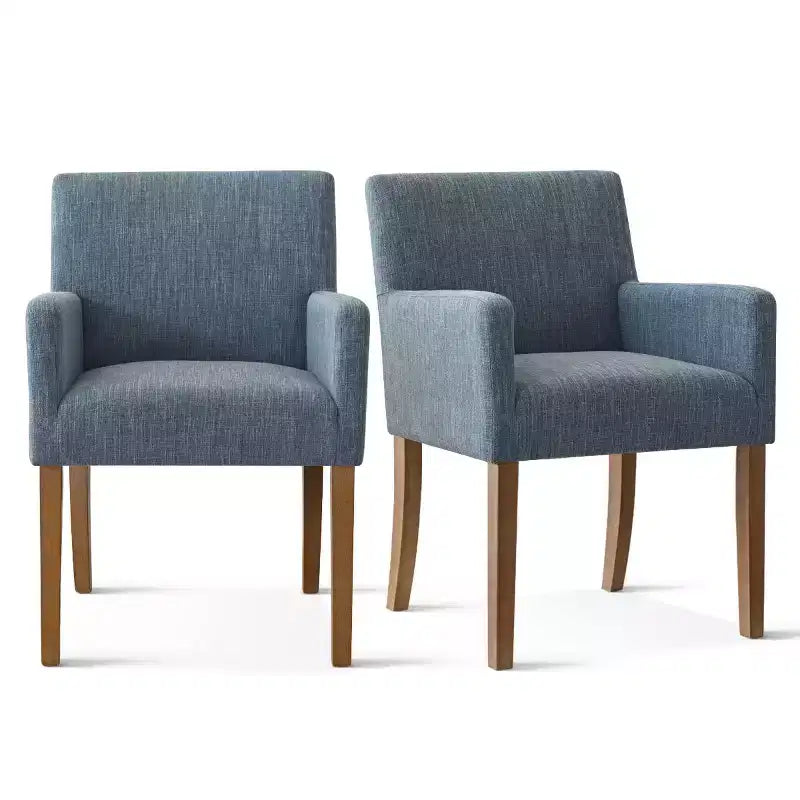 Set di 6 sedie da pranzo imbottite con braccioli, poltrone moderne in lino con gambe in legno, sedie occasionali per sala da pranzo, soggiorno - Panipeachy
