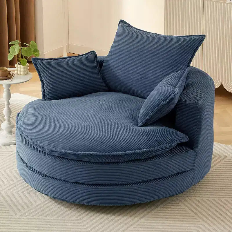 Fauteuil d'appoint pivotant à 360°, Fauteuil pivotant rond en forme de baril avec coussin pour salon