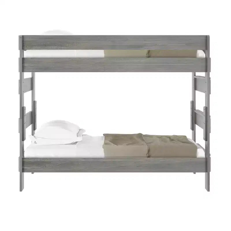 Letto a castello in legno massello Plank+Beam, stile rustico, singolo su singolo, per adulti