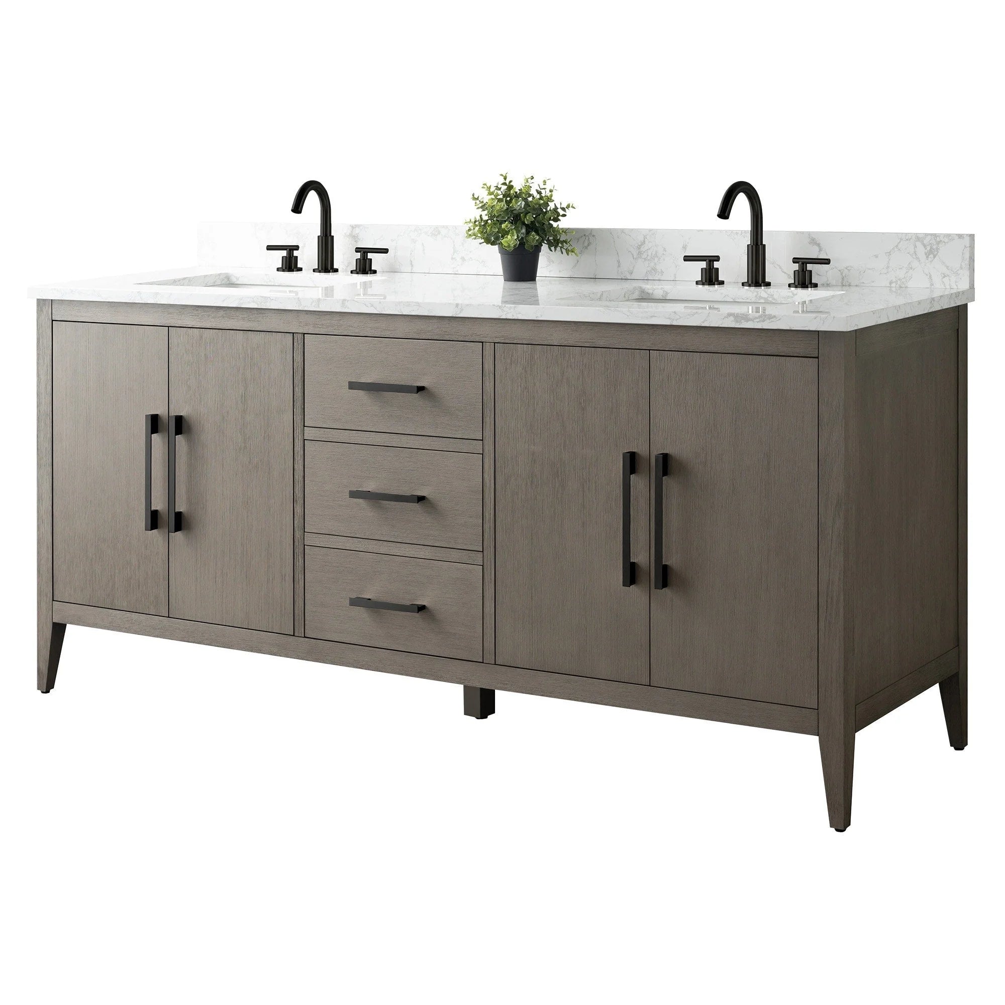 Mobile lavabo doppio Vanity Art 72 per bagno con piano in marmo composito