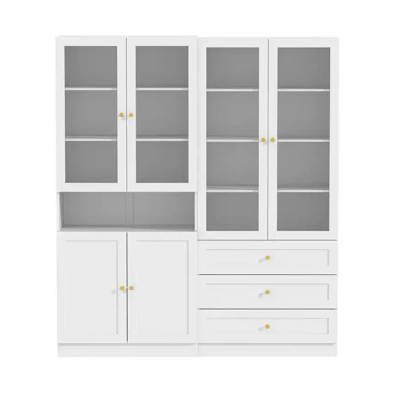 Famapy Combo Vetrinetta con Ante in Vetro, Libreria, Dispensa