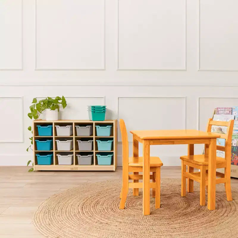 Mobile Cubby con vassoio e 15 contenitori frontali a paletta, 3x4, Arredamento per bambini
