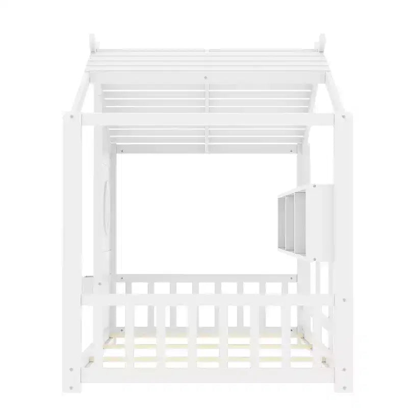 Struttura Letto a Piattaforma per Bambini Doppia/Matrimoniale Letto da Terra per Bambini Letto Montessori Letto a Casetta con Ripiano Portaoggetti - ModernLuxe