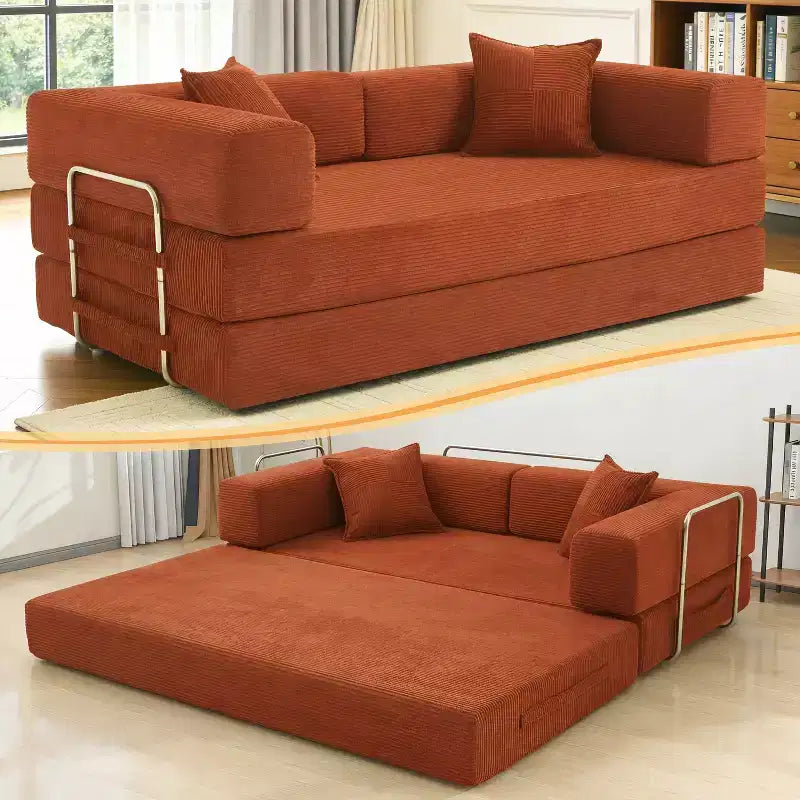 Dyonery 78Divano Letto Pieghevole Convertibile in Corduroy King Size Divano Letto a Pavimento Combinazione 4-in-1 Divano Modulare Componibile Divano Comodo Pieghevole.