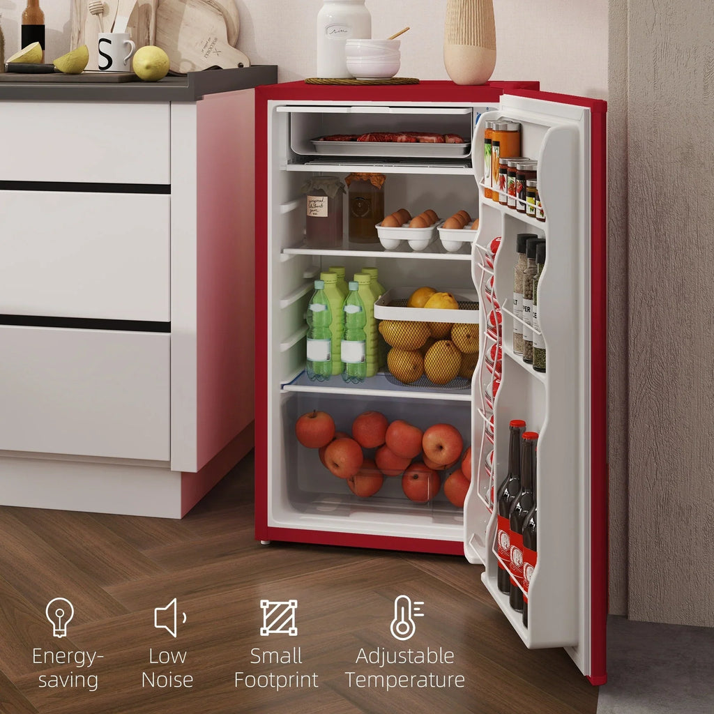 HOMCOM Mini Frigorifero con Congelatore da 90 Litri, Frigo Compatto a Porta Singola con Termostato Regolabile per Camera da Letto